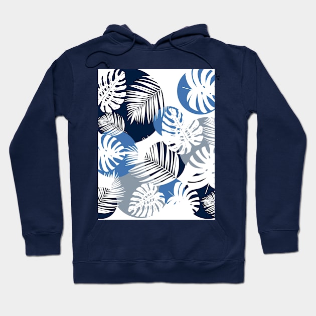 White leaves with blue and gray dots Hoodie by Fiasco Designs